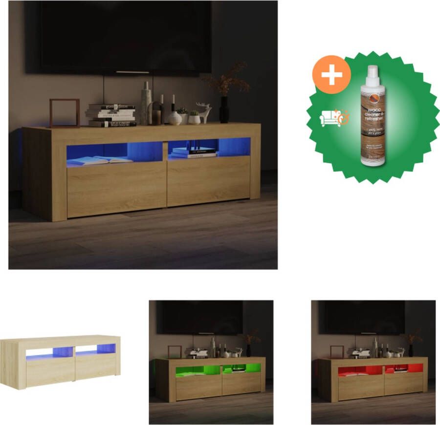 VidaXL TV-meubel Nordic TV-meubel Sonoma Eiken 120 x 35 x 40 cm Met RGB LED-verlichting Kast Inclusief Houtreiniger en verfrisser