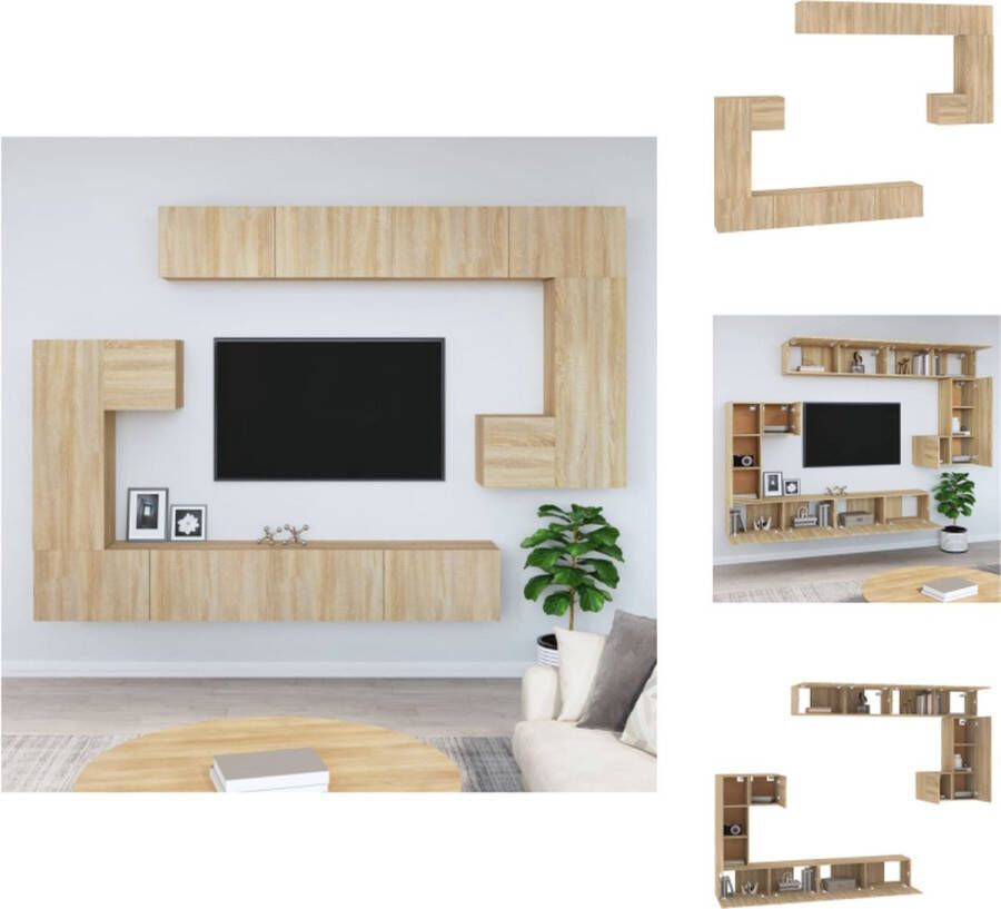 VidaXL TV meubel Sonoma eiken Set van 2 (S) 2 (M) en 4 (L) Bewerkt hout Afmetingen- 30.5 x 30 x 30 cm (S) 30.5 x 30 x 90 cm (M) 100 x 30 x 30 cm (L) Kast