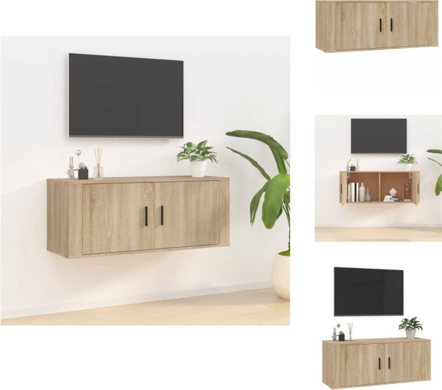 vidaXL TV-meubel Sonoma Eiken Wandgemonteerd 100 x 34.5 x 40 cm Bewerkt hout Kast