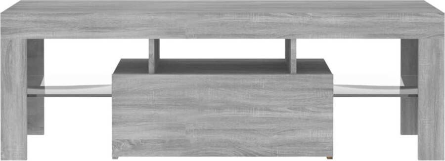 VidaXL TV-meubel LED-verlichting Moderne stijl Voldoende opbergruimte Grijs sonoma eiken Materiaal- bewerkt hout Afmetingen- 120 x 35 x 40 cm Met RGB LED-verlichting USB-aansluiting Kast - Foto 5