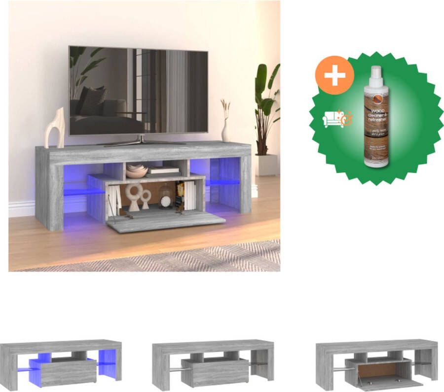 VidaXL Tv-meubel met LED-verlichting 120x35x40 cm grijs sonoma eiken Kast Inclusief Houtreiniger en verfrisser