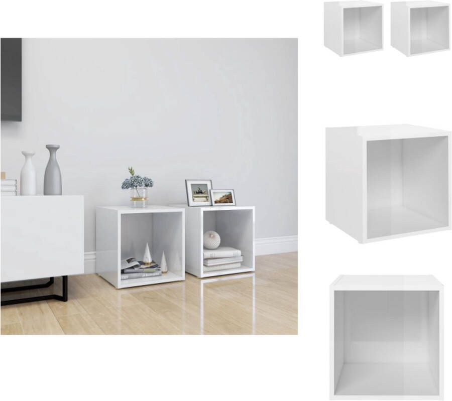 VidaXL TV-meubel Spaanplaat 37 x 35 x 37 cm Hoogglans wit Kast