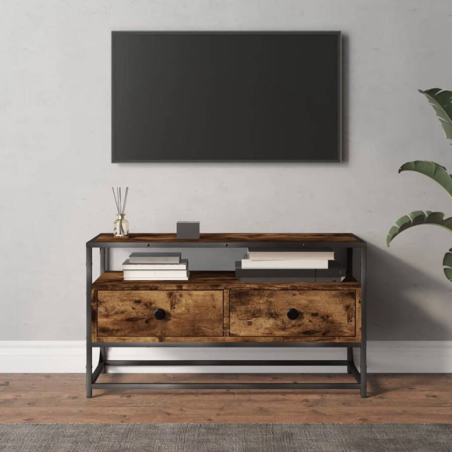 VidaXL Tv meubel spaanplaat 80x35x45 cm kleur smoked eiken