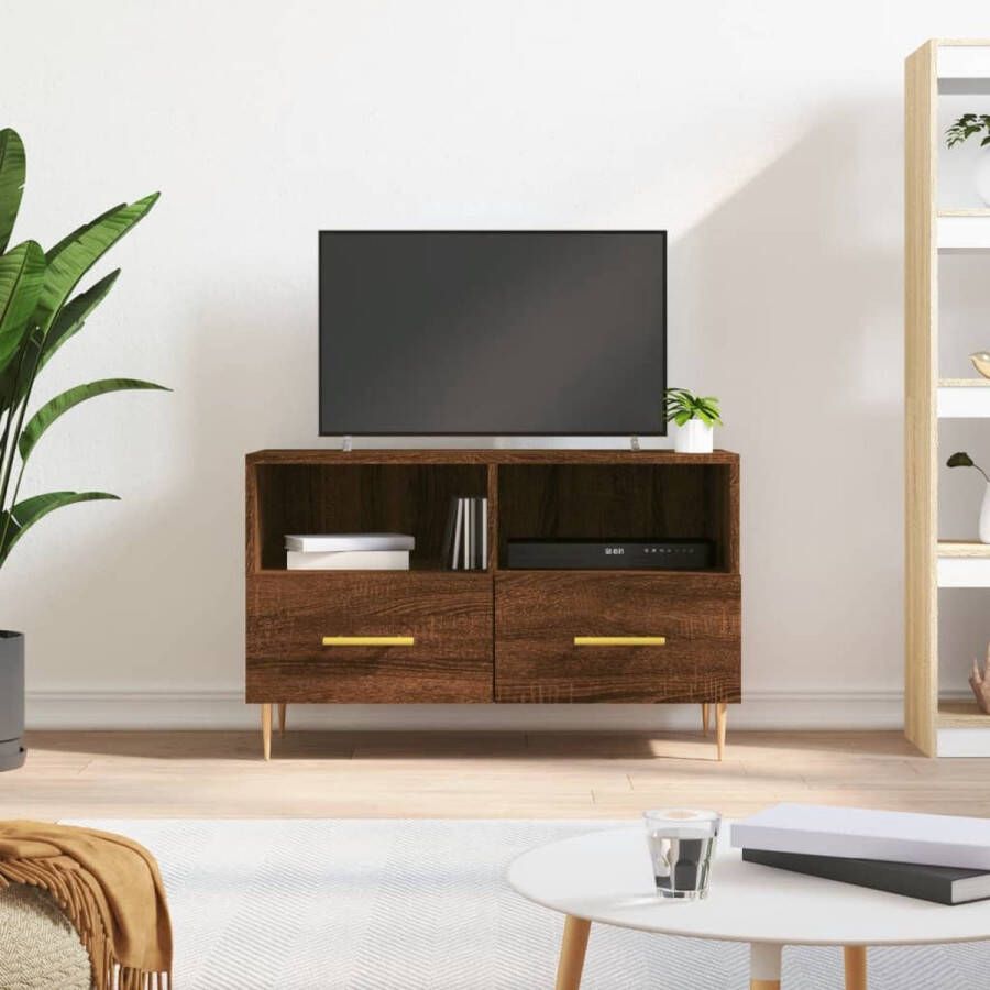 VidaXL Tv meubel spaanplaat 80x36x50 cm kleur bruin eiken