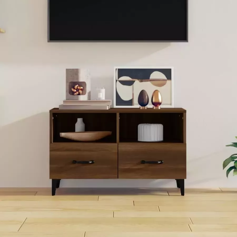 VidaXL Tv meubel spaanplaat 80x36x50 cm kleur eiken bruin