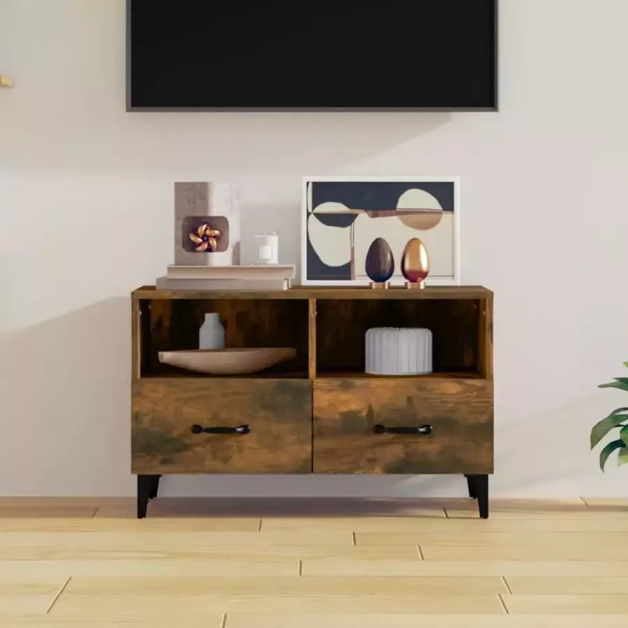 VidaXL Tv meubel spaanplaat 80x36x50 cm kleur smoked eiken