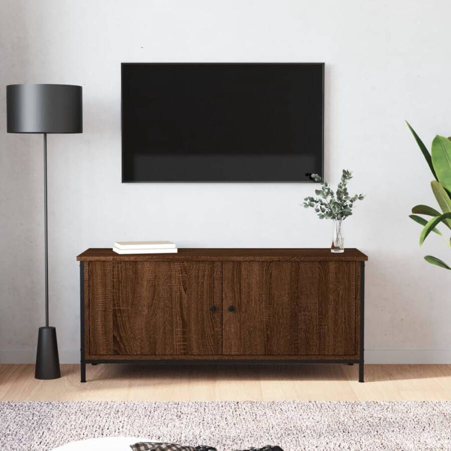 vidaXL Tv meubel spaanplaat met deuren 102x35x45 cm kleur eiken bruin