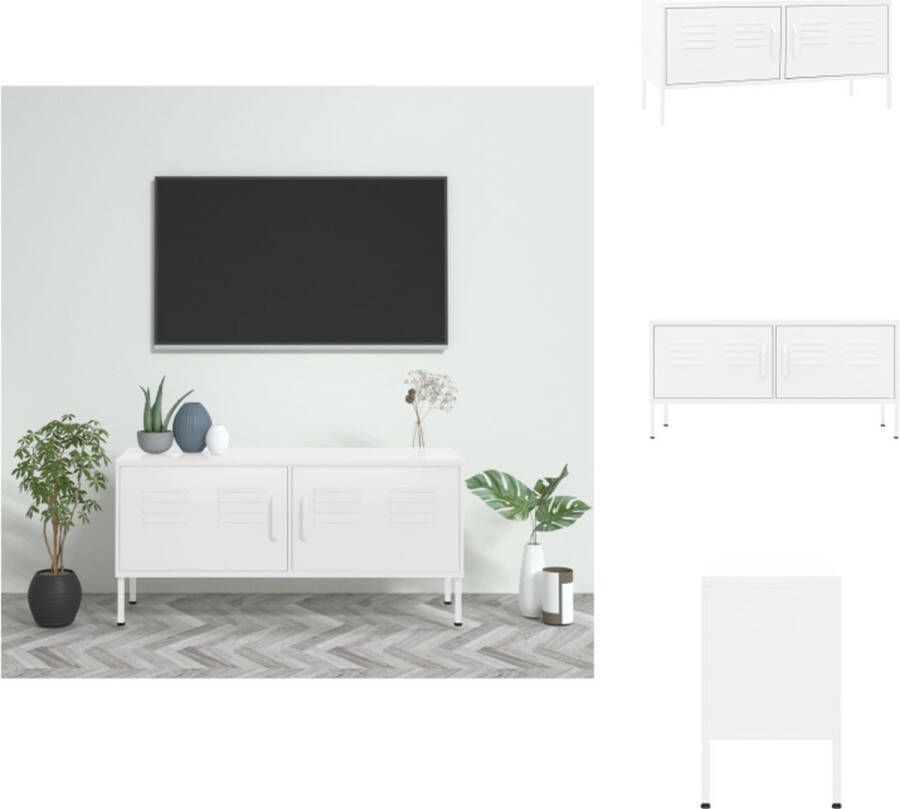 VidaXL TV-meubel Stalen constructie 105 x 35 x 50 cm Wit Kast