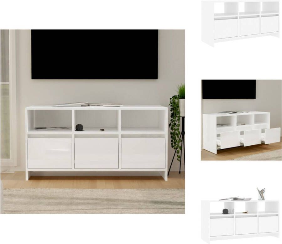 VidaXL Tv-meubel Stereokast 102x37.5x52.5cm Hoogglans wit Kast