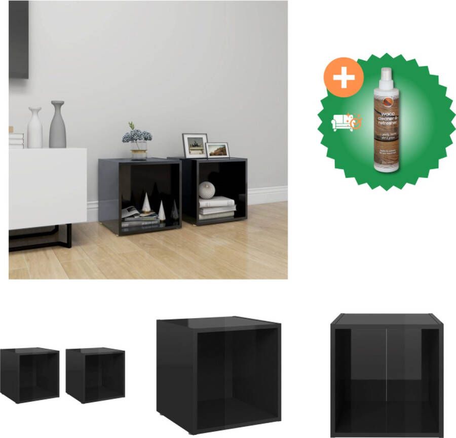 VidaXL Tv-meubelen 2 st 37x35x37 cm spaanplaat hoogglans zwart Kast Inclusief Houtreiniger en verfrisser