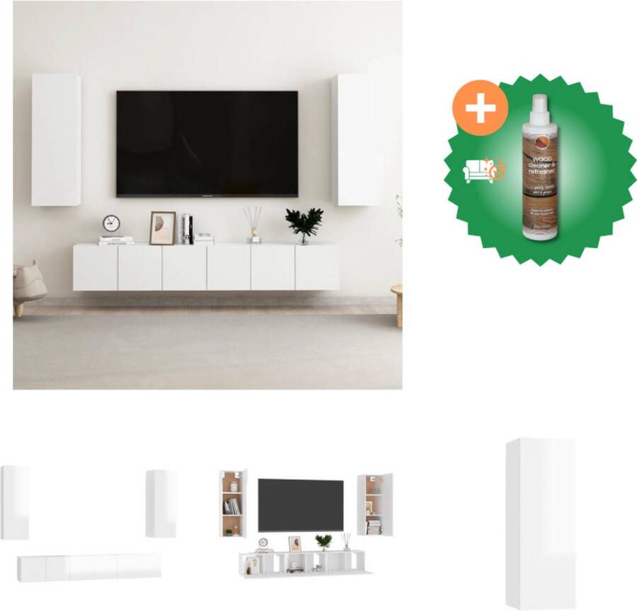 VidaXL TV-meubel Stereokast 60 x 30 x 30 cm Hoogglans wit Kast Inclusief Houtreiniger en verfrisser