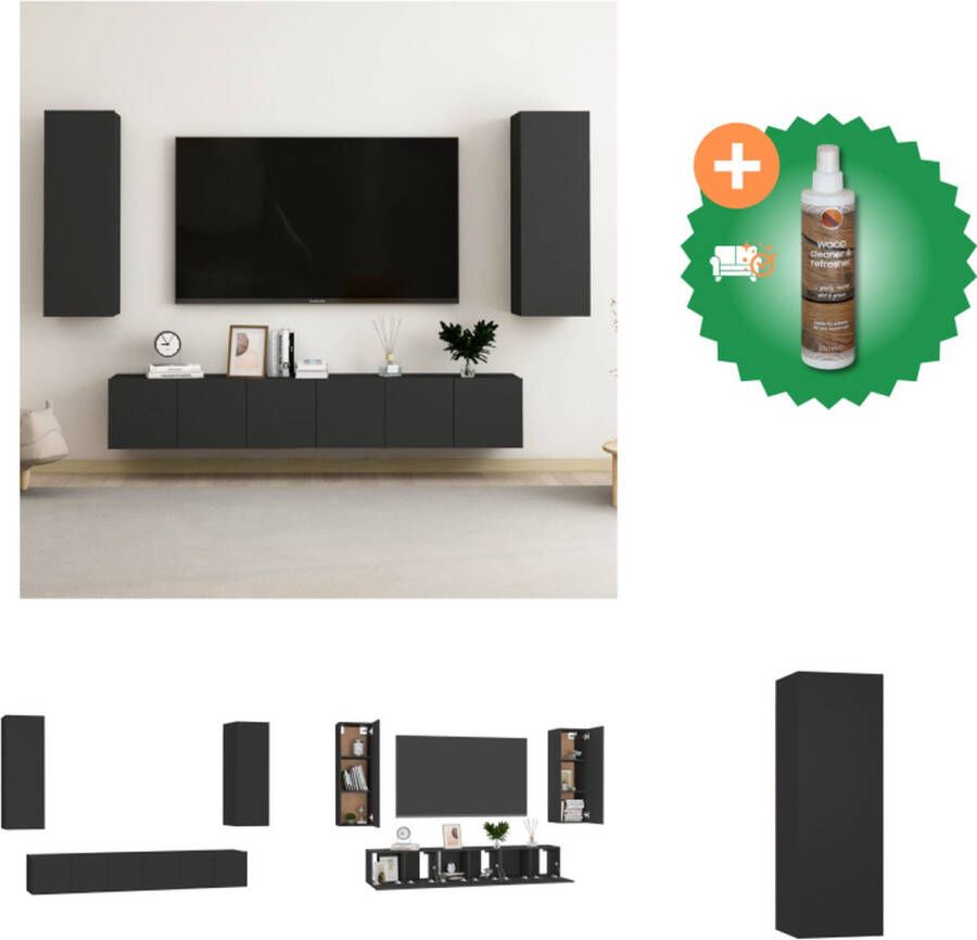 VidaXL TV-meubel Stereokast 60 x 30 x 30 cm Zwart Kast Inclusief Houtreiniger en verfrisser