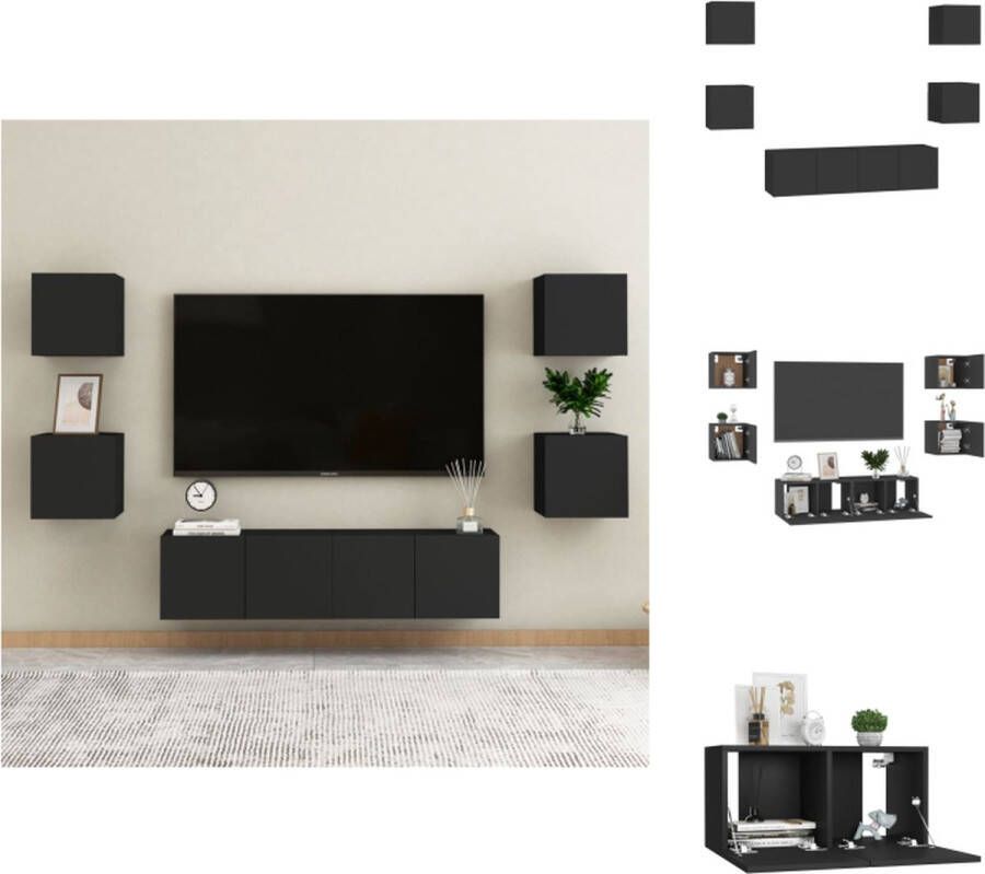 vidaXL TV-meubel Stereokast 60 x 30 x 30 cm Zwart Spaanplaat Kast