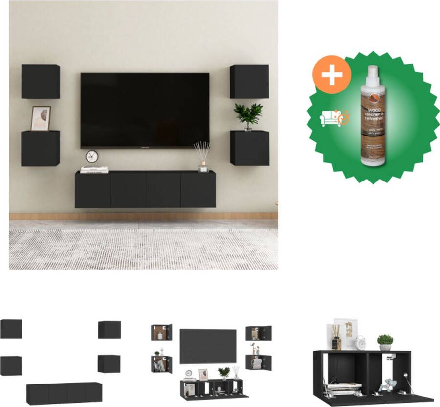 VidaXL TV-meubelset Bruin Wandmontage 4x 80x30x30cm 2x 30.5x30x30cm Eenvoudig schoon te maken Materiaal- spaanplaat Kast Inclusief Houtreiniger en verfrisser - Foto 3