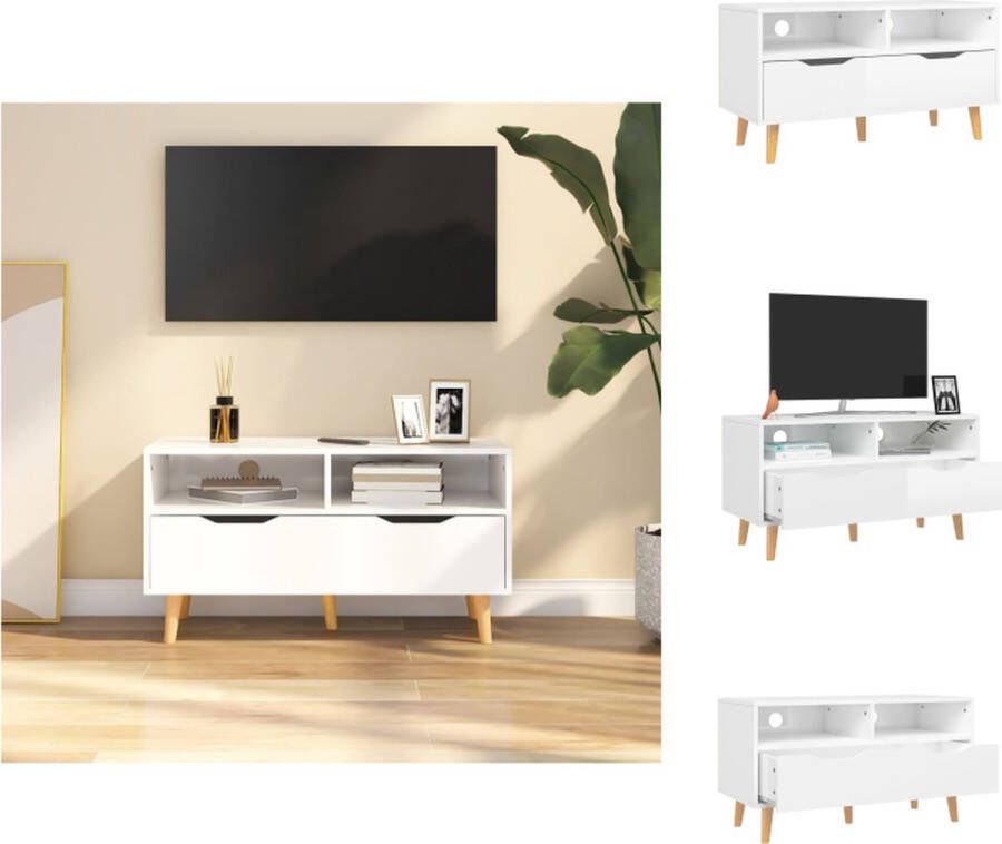 VidaXL TV-meubel Stereokast hoogglans wit 90 x 40 x 48.5 cm Montage vereist Kast