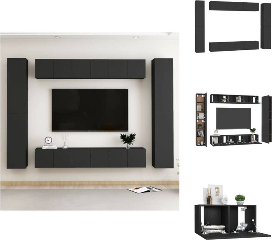 VidaXL TV-meubel Stereokast L- 60x30x30cm zwart spaanplaat Kast