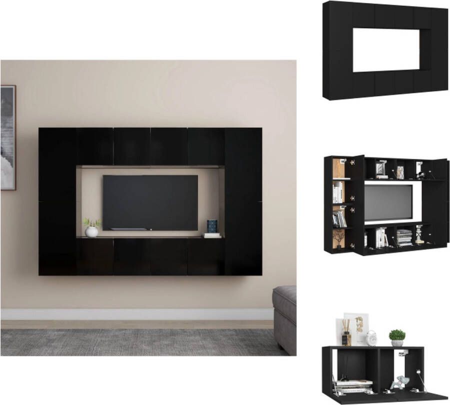 vidaXL TV-meubel Stereokast zwart spaanplaat 60x30x30 cm (L) 30.5x30x60 cm (M) Montage vereist 4x tv-meubel (L) + 4x tv-meubel (M) Kast