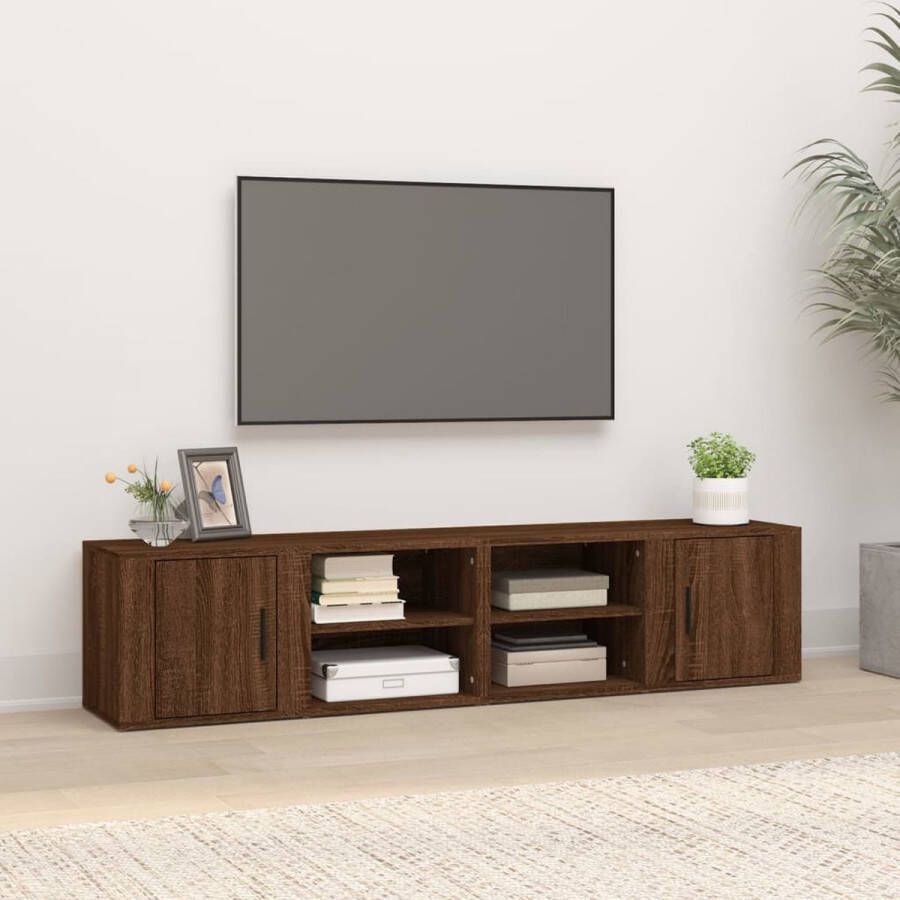 vidaXL Tv-meubel Stevige televisiekasten Bewerkt hout Afmetingen- 80 x 31.5 x 36 cm Kleur- Bruineiken