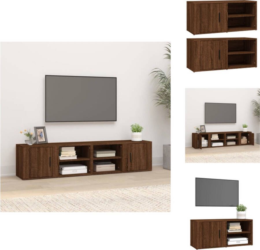 vidaXL Tv-meubel Stevige televisiekasten Bewerkt hout Afmetingen- 80 x 31.5 x 36 cm Kleur- Bruineiken Kast