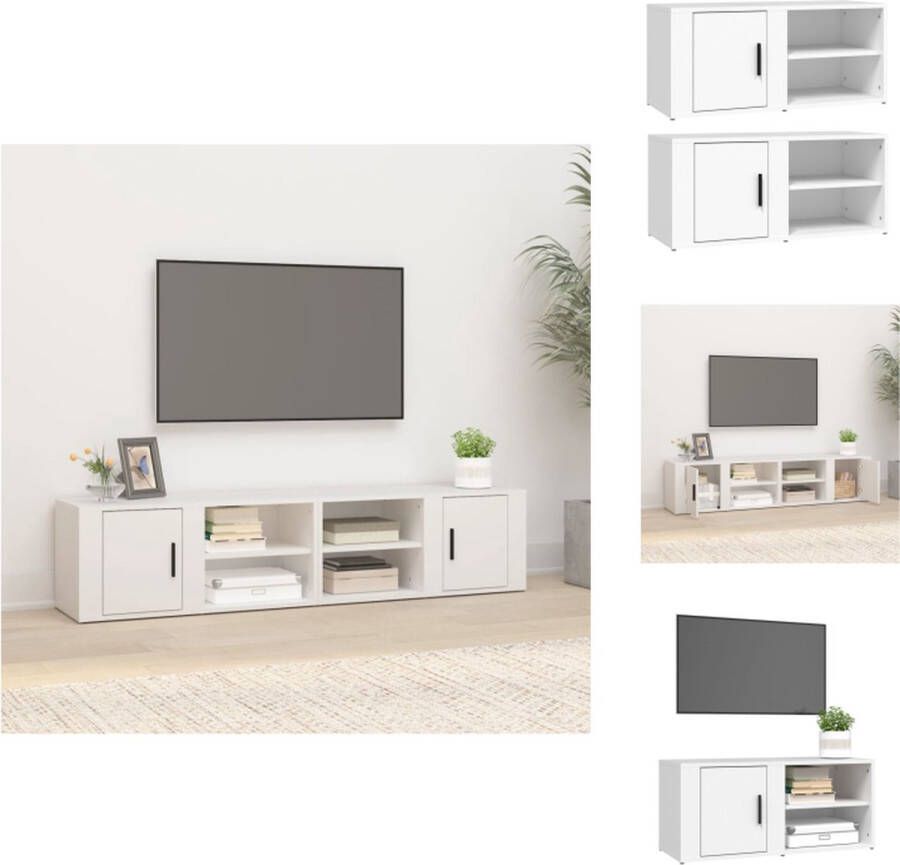 vidaXL TV-meubel Stevige Televisiekasten Wit 80 x 31.5 x 36 cm (B x D x H) Bewerkt hout Kast