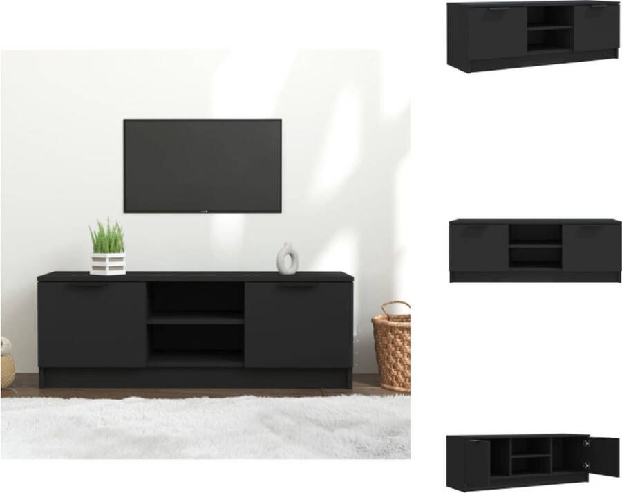 VidaXL TV-meubel Strak en trendy TV-kast 102 x 35 x 36.5 cm Zwart Bewerkt hout Kast