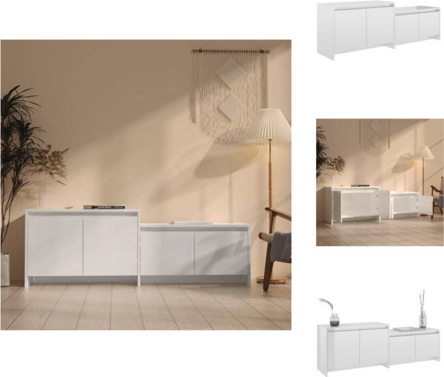 VidaXL Tv-kast Tv-kasten Tv-standaard Wandtafel Tv-meubel 146 5x35x50 cm bewerkt hout hoogglans wit - Foto 2
