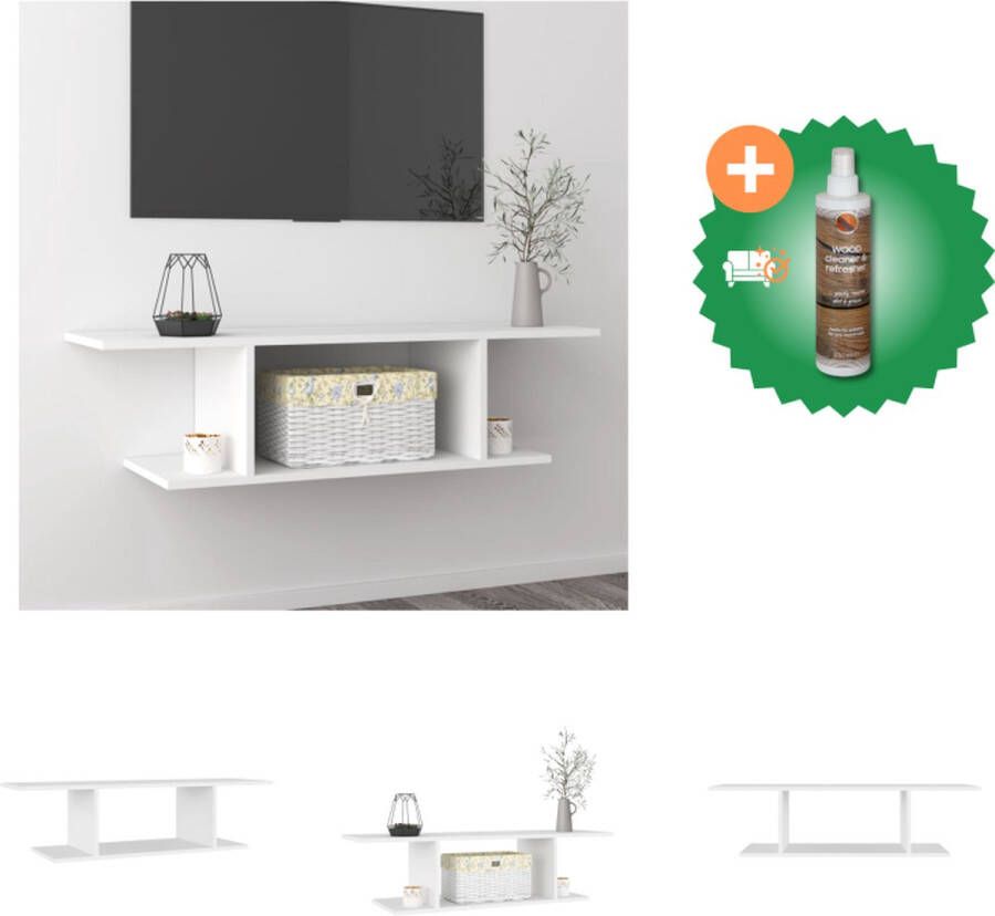 VidaXL TV-meubel televisiewandkast wit 103x30x26.5cm Kast Inclusief Houtreiniger en verfrisser