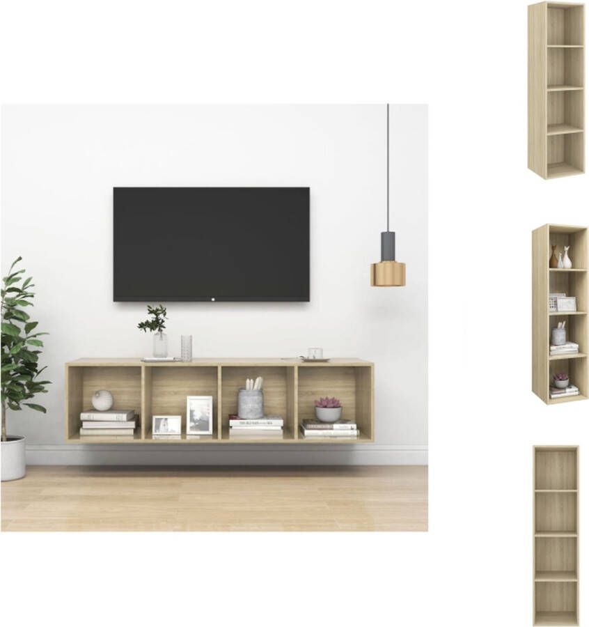 VidaXL Tv-kast Tv-kasten Televisiekast Televisiekasten Tv-wandmeubel 37x37x142 5 cm bewerkt hout sonoma eikenkleurig