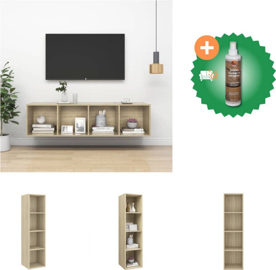 VidaXL Tv-meubel Televisiewandmeubel 37 x 37 x 142.5 cm Sonoma eiken Kast Inclusief Houtreiniger en verfrisser