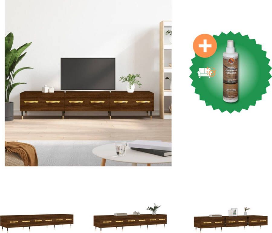 VidaXL Televisiekast Bruineiken 3 lades 150 x 36 x 30 cm Stabiel en praktisch Kast Inclusief Houtreiniger en verfrisser