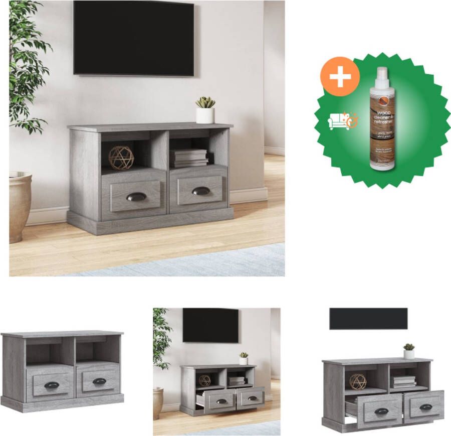 VidaXL Tv-meubel 80x35x50 cm bewerkt hout grijs sonoma eikenkleurig Kast Inclusief Houtreiniger en verfrisser