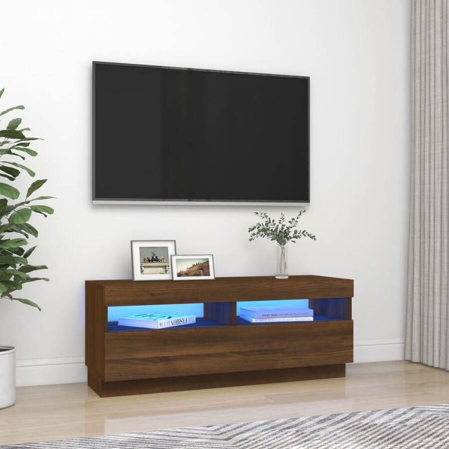 vidaXL Tv-meubel Trendy bruineiken 100x35x40 cm Met RGB LED