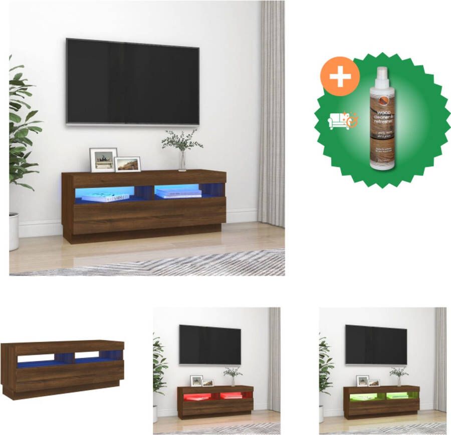 VidaXL Tv-meubel met LED-verlichting 100x35x40 cm bruineikenkleurig Kast Inclusief Houtreiniger en verfrisser