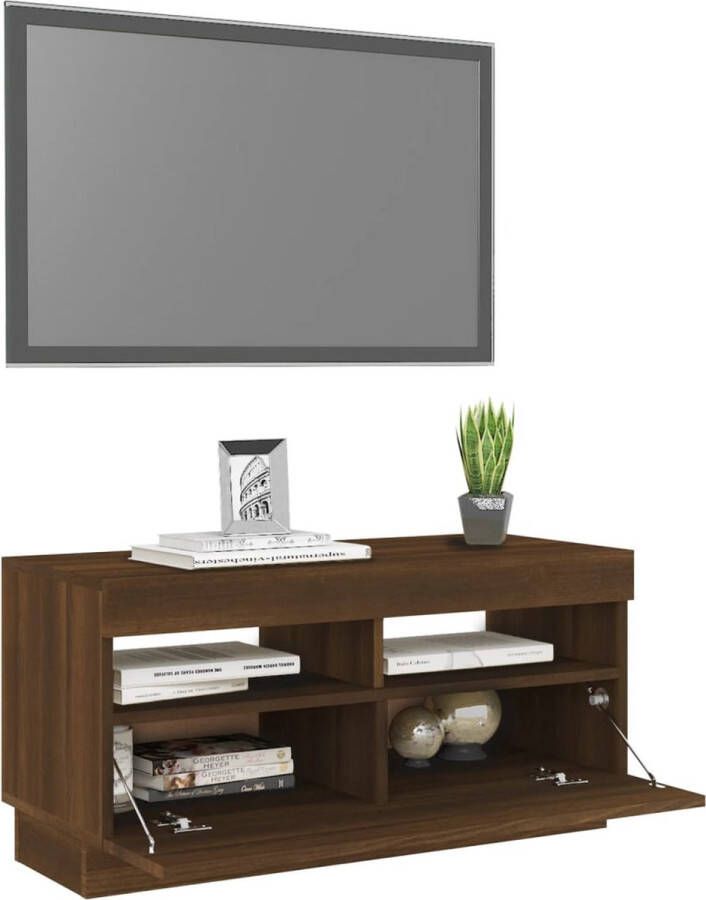 VidaXL TV-meubel Trendy Bruineiken 80 x 35 x 40 cm RGB LED-verlichting Kast