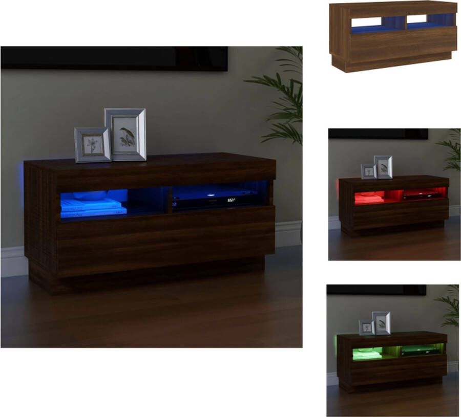 VidaXL Tv-kast Tv-kasten Tv-meubel Hifi-meubel Tv-meubel met LED-verlichting 80x35x40 cm bruineikenkleurig