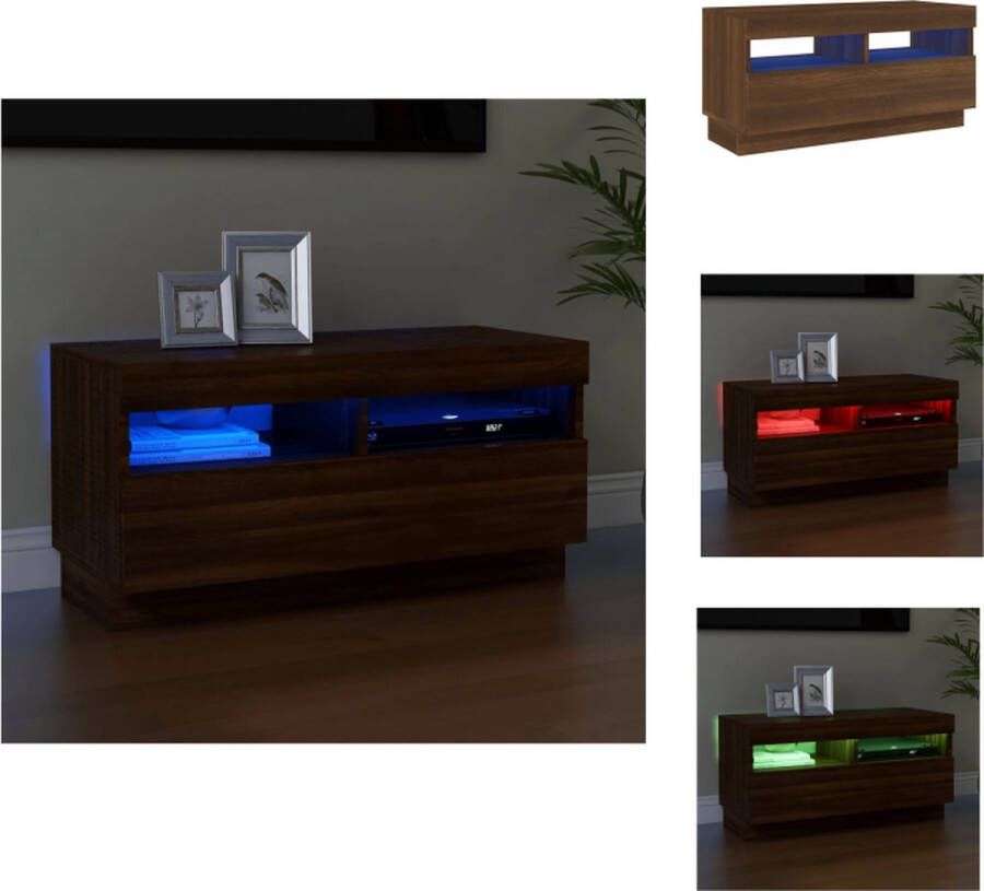 vidaXL TV-meubel Trendy Bruineiken 80 x 35 x 40 cm RGB LED-verlichting Kast