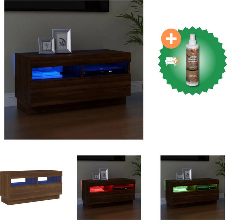 VidaXL TV-meubel Trendy Bruineiken 80 x 35 x 40 cm RGB LED-verlichting Kast Inclusief Houtreiniger en verfrisser