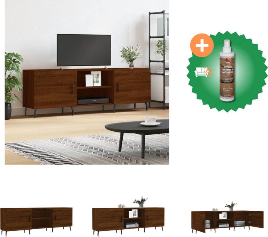 VidaXL TV-meubel Trendy Design Televisiekast Afmetingen- 150 x 30 x 50 cm (B x D x H) Kleur- Bruineiken Kast Inclusief Houtreiniger en verfrisser
