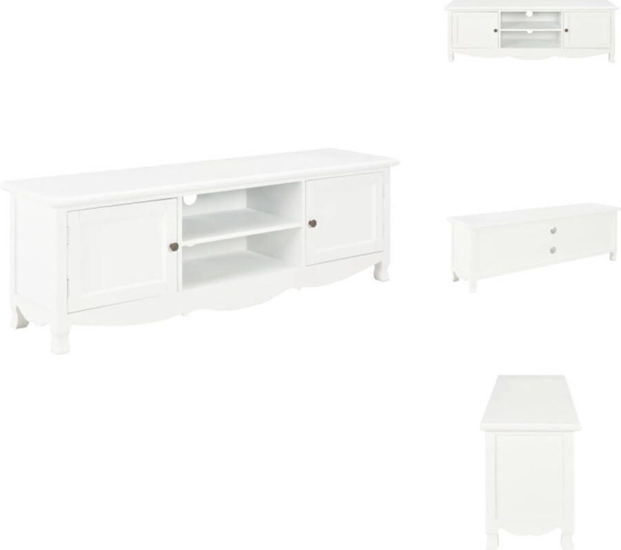VidaXL TV-meubel Trendy en praktisch Meubels Afmetingen- 120 x 30 x 40 cm Materiaal- grenenhout MDF paulownia fineer Kleur- wit Kast