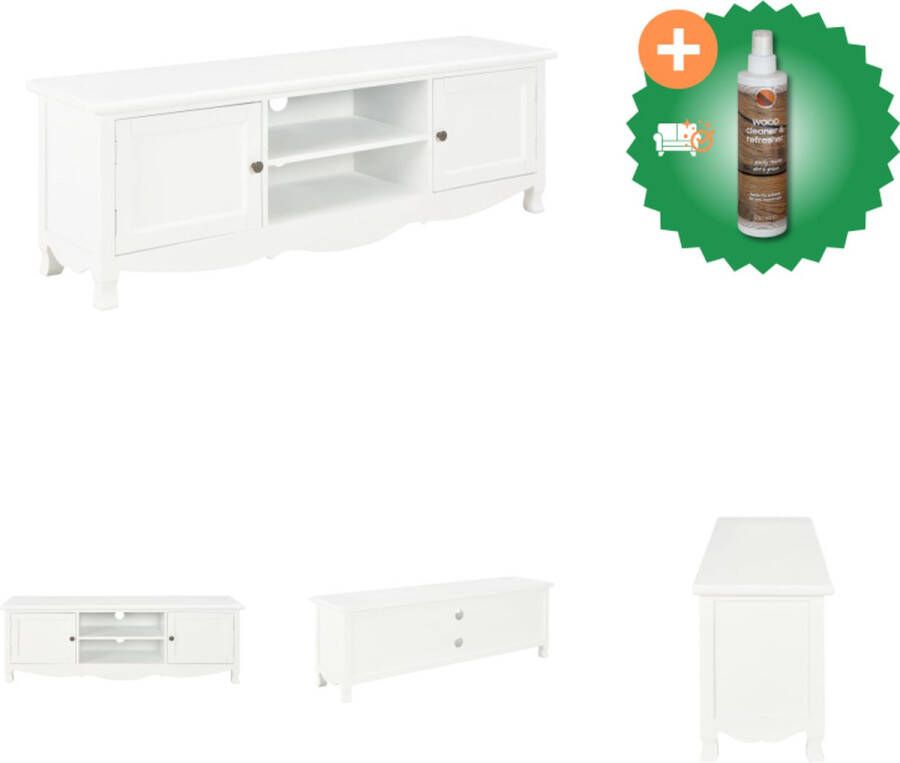 VidaXL TV-meubel Trendy en praktisch Meubels Afmetingen- 120 x 30 x 40 cm Materiaal- grenenhout MDF paulownia fineer Kleur- wit Kast Inclusief Houtreiniger en verfrisser