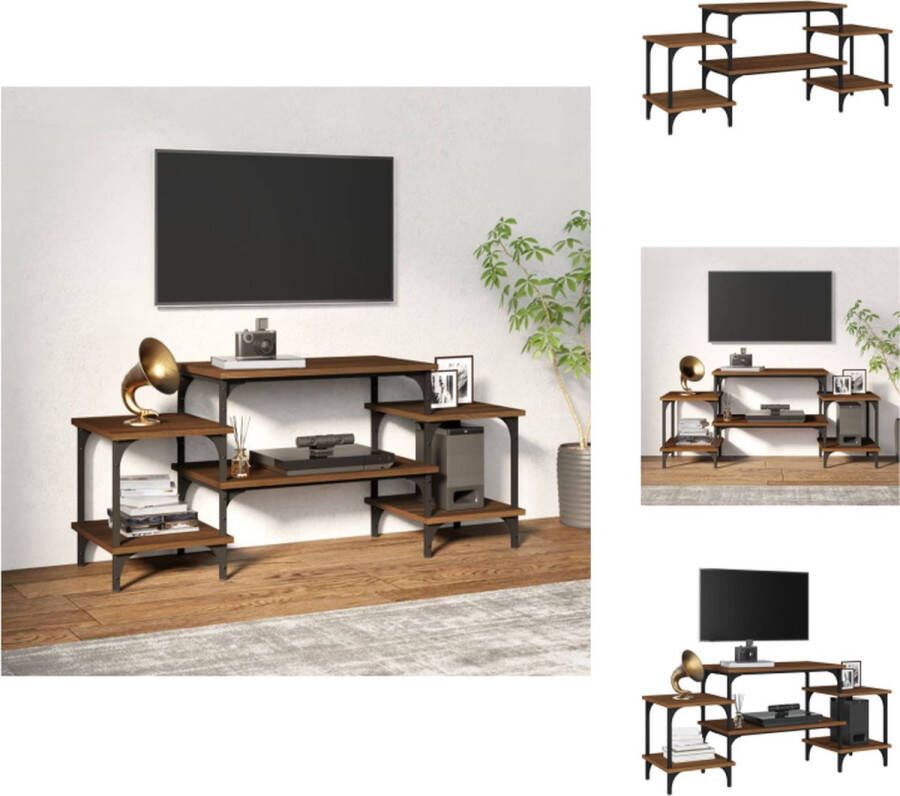 VidaXL TV-meubel trendy en praktisch opbergruimte stevig blad aanpasbare poten kleur- bruineiken materiaal- bewerkt hout en staal afmetingen- 117 x 35 x 52 cm inclusief handleiding Legal Documents- kantelen voorkomen Kast