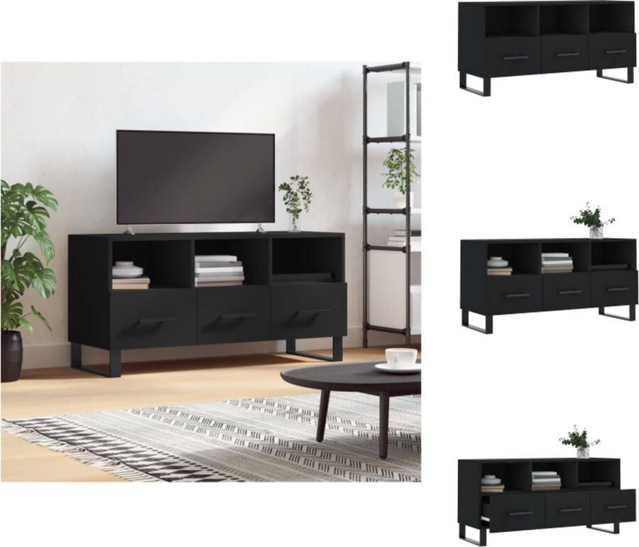 VidaXL Tv-meubel Trendy en praktisch Televisiekast Afmetingen- 102 x 36 x 50 cm Kleur- Zwart Materiaal- Bewerkt hout en ijzer Kast