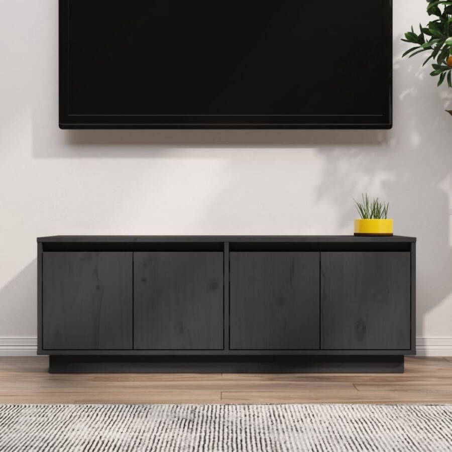 VidaXL TV-meubel Trendy en praktisch Tv-kast Afmetingen- 110 x 34 x 40 cm Kleur- Grijs Ken- Massief grenenhout Montage vereist Kast