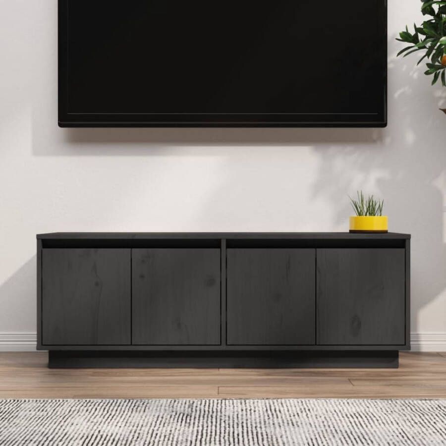 vidaXL TV-meubel Trendy en praktisch Tv-kast Afmetingen- 110 x 34 x 40 cm Kleur- Grijs Ken- Massief grenenhout Montage vereist