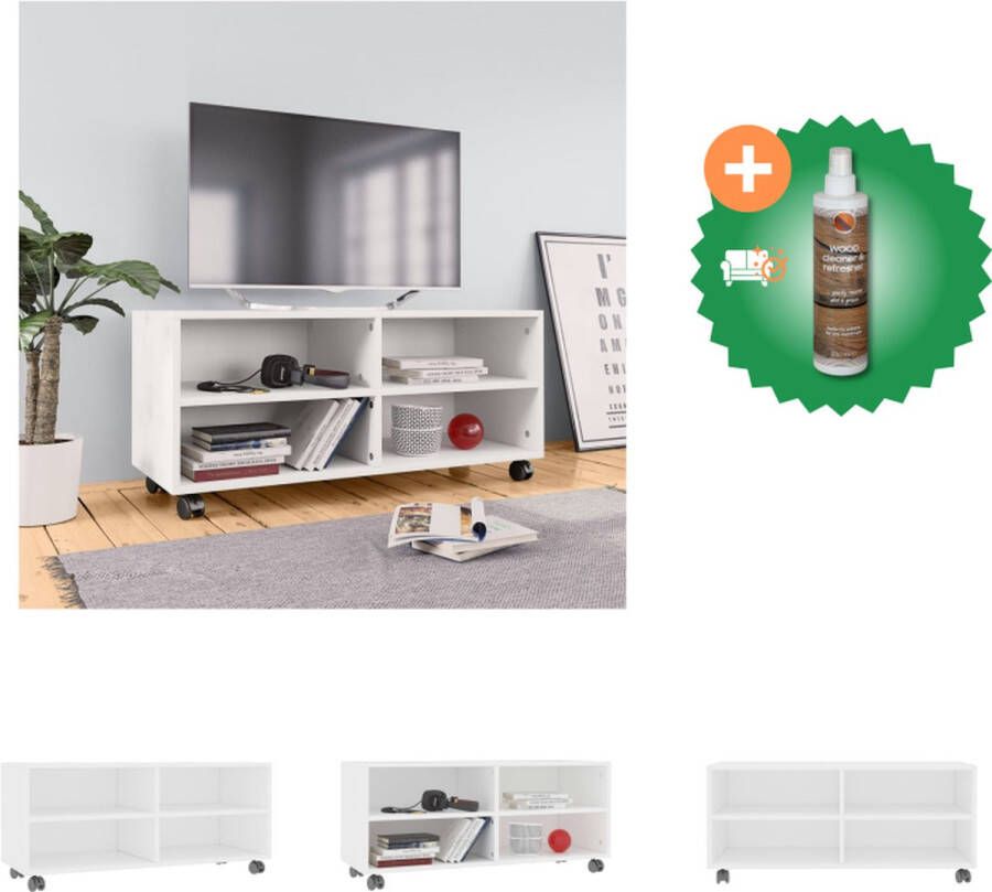 VidaXL TV-meubel Trendy en praktisch TV-meubels 90 x 35 x 35 cm Ken- Stevig en duurzaam Kleur- Wit Materiaal- Bewerkt hout Kast Inclusief Houtreiniger en verfrisser
