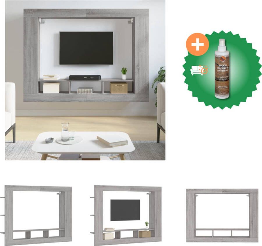 VidaXL TV-meubel Trendy en praktisch Wandgemonteerd tv-kastje Afmetingen- 152 x 22 x 113 cm Ken- Duurzaam materiaal Kleur- Grijs sonoma eiken Kast Inclusief Houtreiniger en verfrisser