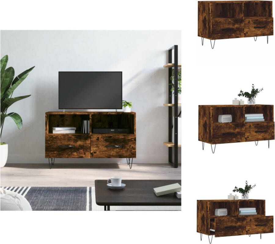 VidaXL TV-meubel Trendy Gerookt Eiken 80 x 36 x 50 cm Opbergruimte Presenteerfunctie Kast