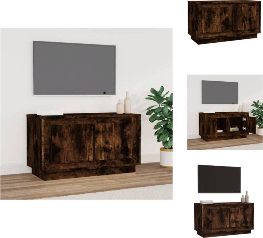 VidaXL Tv-meubel Trendy Gerookt Eiken 80x35x45 cm Opbergvakken Stevig Blad Praktische Deuren Kast