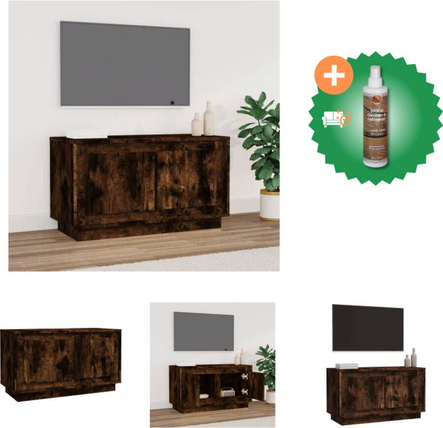 VidaXL Tv-meubel Trendy Gerookt Eiken 80x35x45 cm Opbergvakken Stevig Blad Praktische Deuren Kast Inclusief Houtreiniger en verfrisser