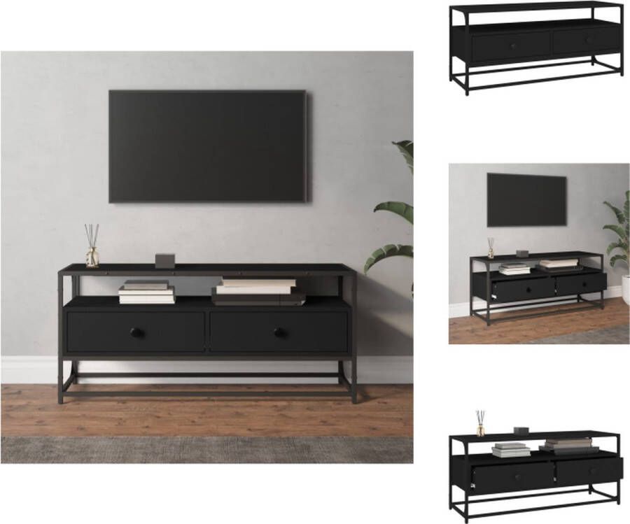 VidaXL TV-meubel Trendy Kast met Lades Stevig Blad Metalen Voeten Zwart 100 x 35 x 45 cm Kast